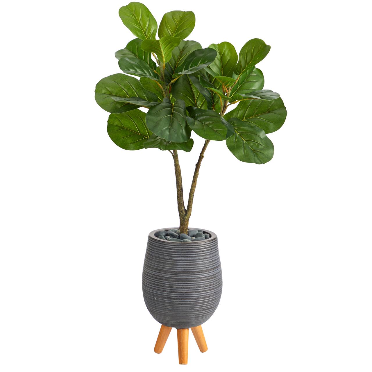 3.5ft. Fiddle Leaf Fig Tree in Gray Planter with Stand